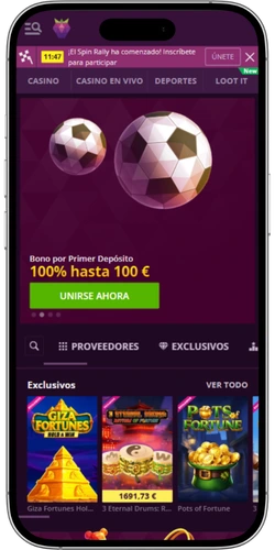 Malina Casino página principal tras el registro completado