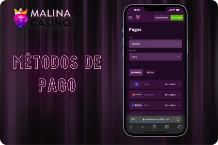 Métodos de pago Malina Casino