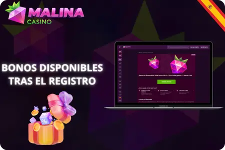 Se ofrecen bonos tras registro Malina Casino.